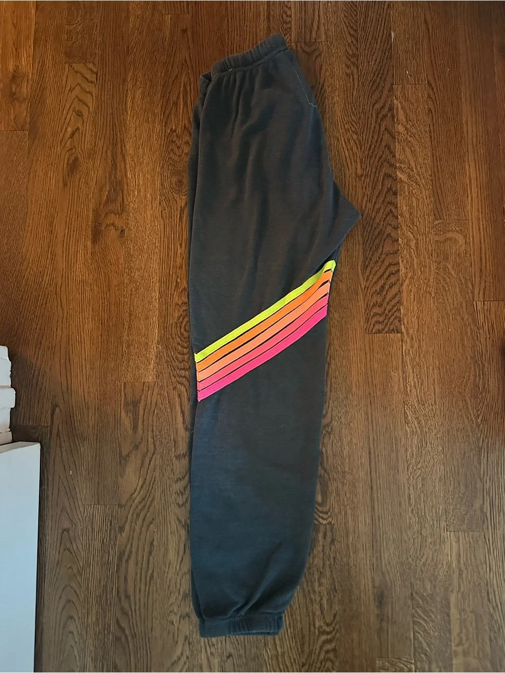 Aviator Nation Charcoal Joggers with Neon Rainbow Side Stripe - Picture 2 of 6